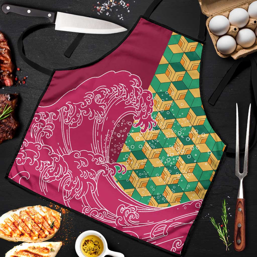 Japanese Bishamon-Kikkou Pattern Apron Water Pillar Silent River Flow - Wonder Print Shop