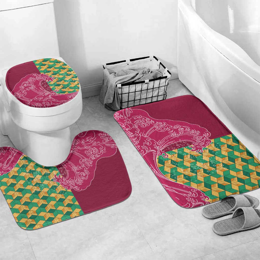 Japanese Bishamon-Kikkou Pattern Bathroom Set Water Pillar Silent River Flow - Wonder Print Shop