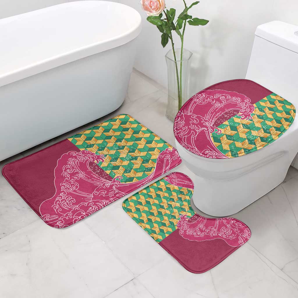 Japanese Bishamon-Kikkou Pattern Bathroom Set Water Pillar Silent River Flow - Wonder Print Shop