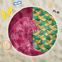 Japanese Bishamon-Kikkou Pattern Beach Blanket Water Pillar Silent River Flow - Wonder Print Shop