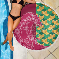 Japanese Bishamon-Kikkou Pattern Beach Blanket Water Pillar Silent River Flow - Wonder Print Shop