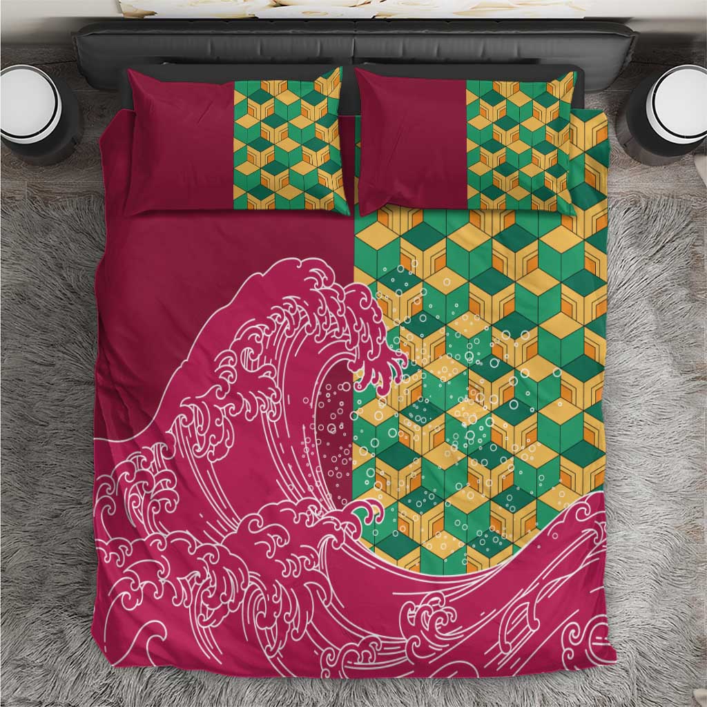 Japanese Bishamon-Kikkou Pattern Bedding Set Water Pillar Silent River Flow - Wonder Print Shop