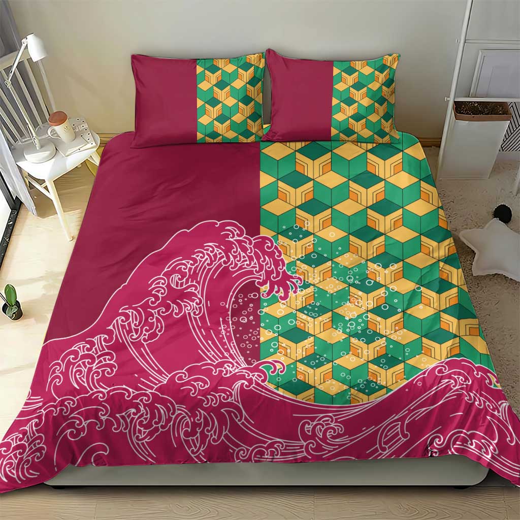 Japanese Bishamon-Kikkou Pattern Bedding Set Water Pillar Silent River Flow - Wonder Print Shop