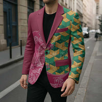 Japanese Bishamon-Kikkou Pattern Blazer Water Pillar Silent River Flow - Wonder Print Shop