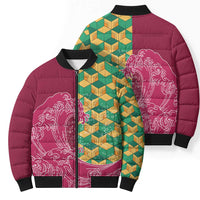 Japanese Bishamon-Kikkou Pattern Bomber Puffer Jacket Water Pillar Silent River Flow - Wonder Print Shop
