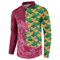 Japanese Bishamon-Kikkou Pattern Button Sweatshirt Water Pillar Silent River Flow - Wonder Print Shop