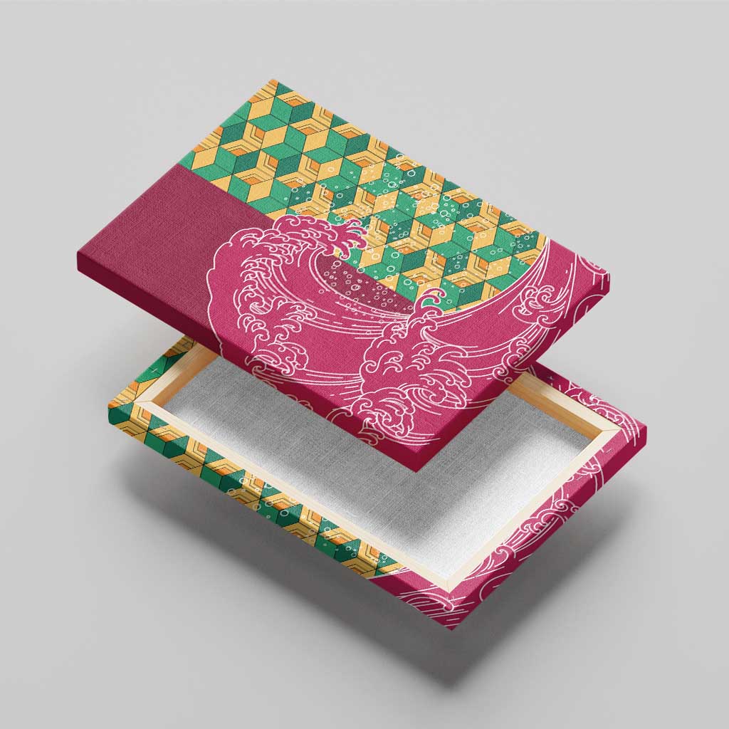 Japanese Bishamon-Kikkou Pattern Canvas Wall Art Water Pillar Silent River Flow - Wonder Print Shop