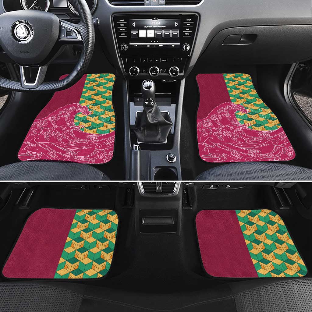 Japanese Bishamon-Kikkou Pattern Car Mats Water Pillar Silent River Flow - Wonder Print Shop
