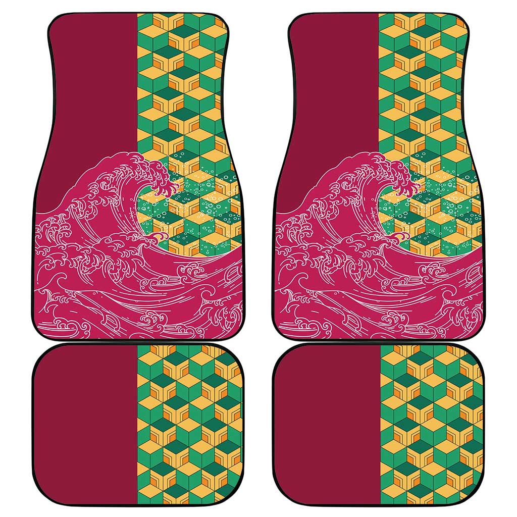 Japanese Bishamon-Kikkou Pattern Car Mats Water Pillar Silent River Flow - Wonder Print Shop