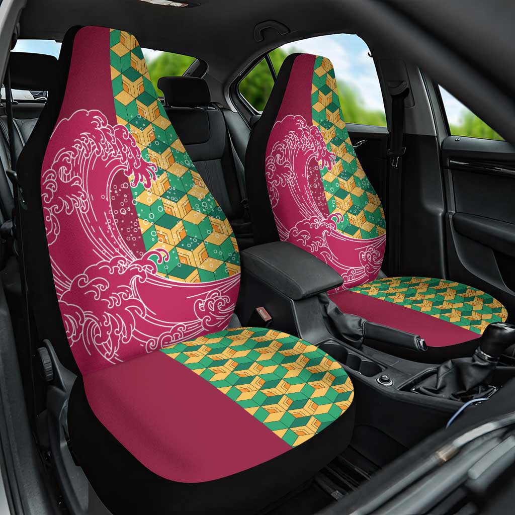 Japanese Bishamon-Kikkou Pattern Car Seat Cover Water Pillar Silent River Flow - Wonder Print Shop