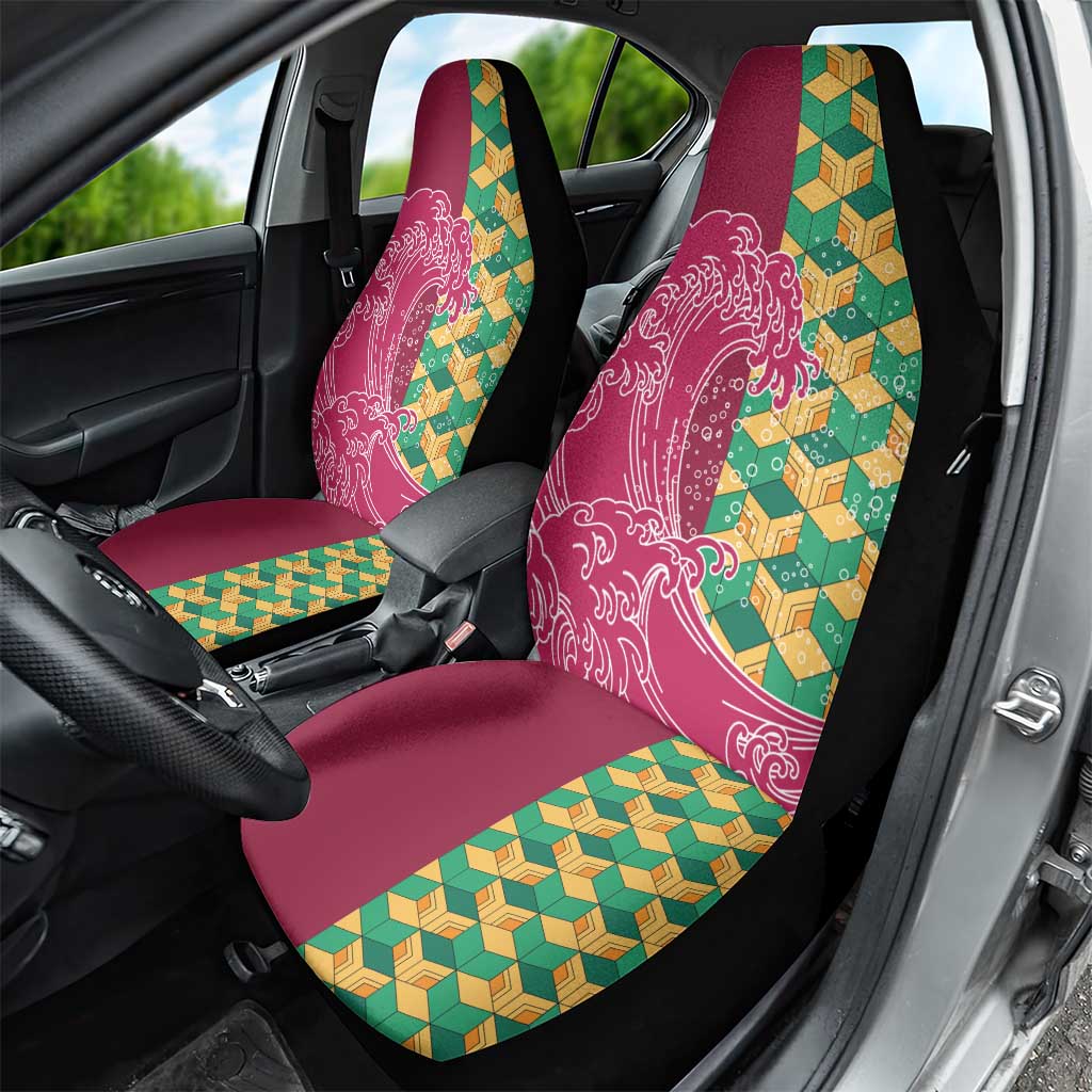 Japanese Bishamon-Kikkou Pattern Car Seat Cover Water Pillar Silent River Flow - Wonder Print Shop