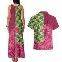 Japanese Bishamon-Kikkou Pattern Couples Matching Tank Maxi Dress and Hawaiian Shirt Water Pillar Silent River Flow - Wonder Print Shop