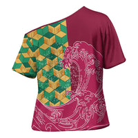 Japanese Bishamon-Kikkou Pattern Cross Shoulder Shirt Water Pillar Silent River Flow - Wonder Print Shop