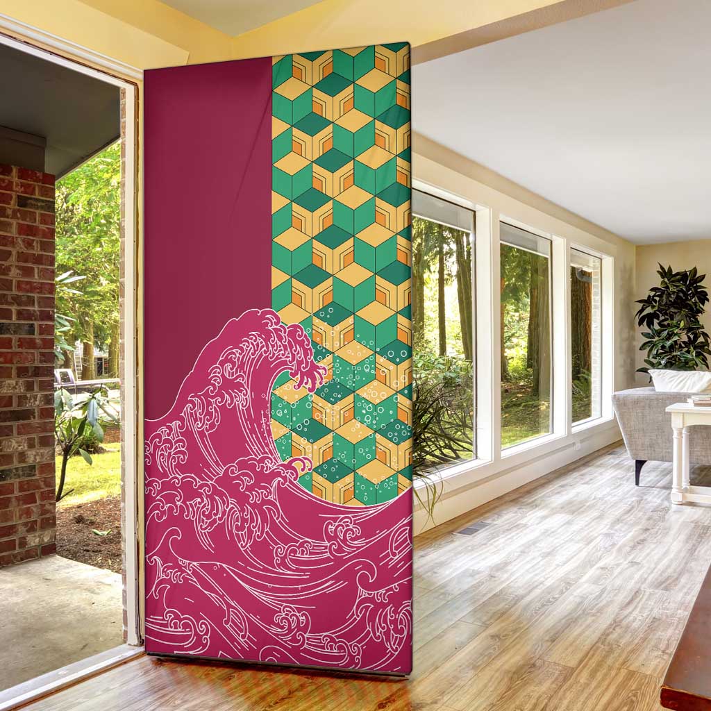 Japanese Bishamon-Kikkou Pattern Door Cover Water Pillar Silent River Flow - Wonder Print Shop