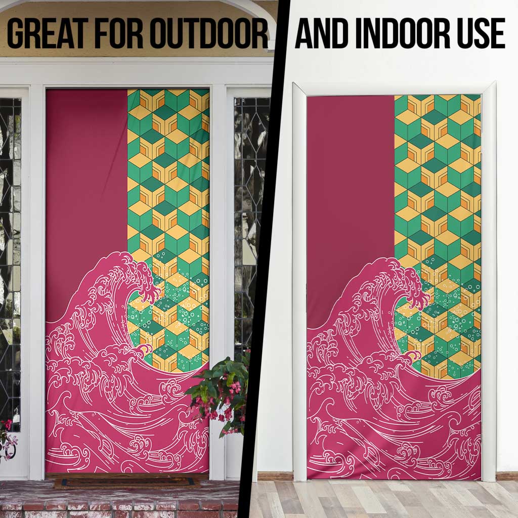 Japanese Bishamon-Kikkou Pattern Door Cover Water Pillar Silent River Flow - Wonder Print Shop