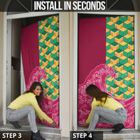 Japanese Bishamon-Kikkou Pattern Door Cover Water Pillar Silent River Flow - Wonder Print Shop