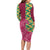 Japanese Bishamon-Kikkou Pattern Family Matching Long Sleeve Bodycon Dress and Hawaiian Shirt Water Pillar Silent River Flow - Wonder Print Shop