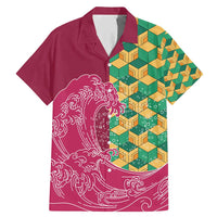 Japanese Bishamon-Kikkou Pattern Family Matching Mermaid Dress and Hawaiian Shirt Water Pillar Silent River Flow - Wonder Print Shop