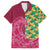 Japanese Bishamon-Kikkou Pattern Family Matching Off The Shoulder Long Sleeve Dress and Hawaiian Shirt Water Pillar Silent River Flow - Wonder Print Shop