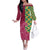 Japanese Bishamon-Kikkou Pattern Family Matching Off The Shoulder Long Sleeve Dress and Hawaiian Shirt Water Pillar Silent River Flow - Wonder Print Shop