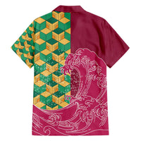 Japanese Bishamon-Kikkou Pattern Family Matching Summer Maxi Dress and Hawaiian Shirt Water Pillar Silent River Flow - Wonder Print Shop