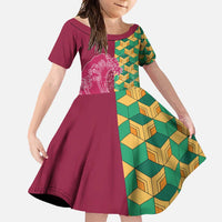 Japanese Bishamon-Kikkou Pattern Family Matching Tank Maxi Dress and Hawaiian Shirt Water Pillar Silent River Flow - Wonder Print Shop
