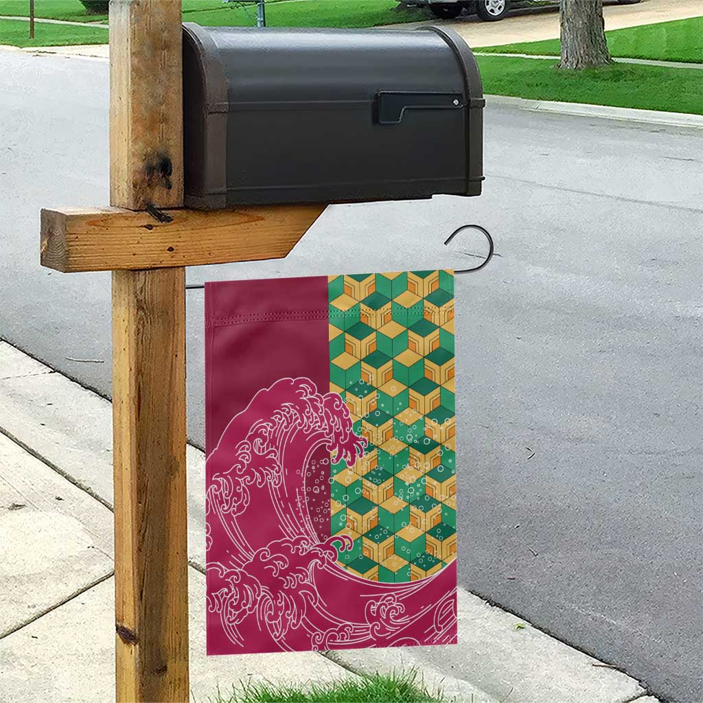 Japanese Bishamon-Kikkou Pattern Garden Flag Water Pillar Silent River Flow - Wonder Print Shop