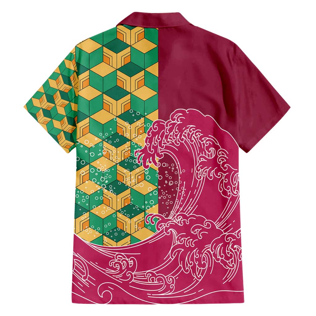 Japanese Bishamon-Kikkou Pattern Hawaiian Shirt Water Pillar Silent River Flow - Wonder Print Shop