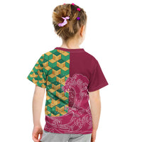 Japanese Bishamon-Kikkou Pattern Kid T Shirt Water Pillar Silent River Flow - Wonder Print Shop