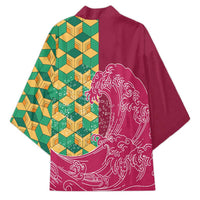 Japanese Bishamon-Kikkou Pattern Kimono Water Pillar Silent River Flow - Wonder Print Shop