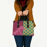 Japanese Bishamon-Kikkou Pattern Leather Bag Water Pillar Silent River Flow - Wonder Print Shop