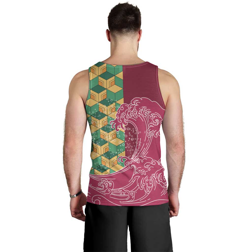 Japanese Bishamon-Kikkou Pattern Men Tank Top Water Pillar Silent River Flow - Wonder Print Shop