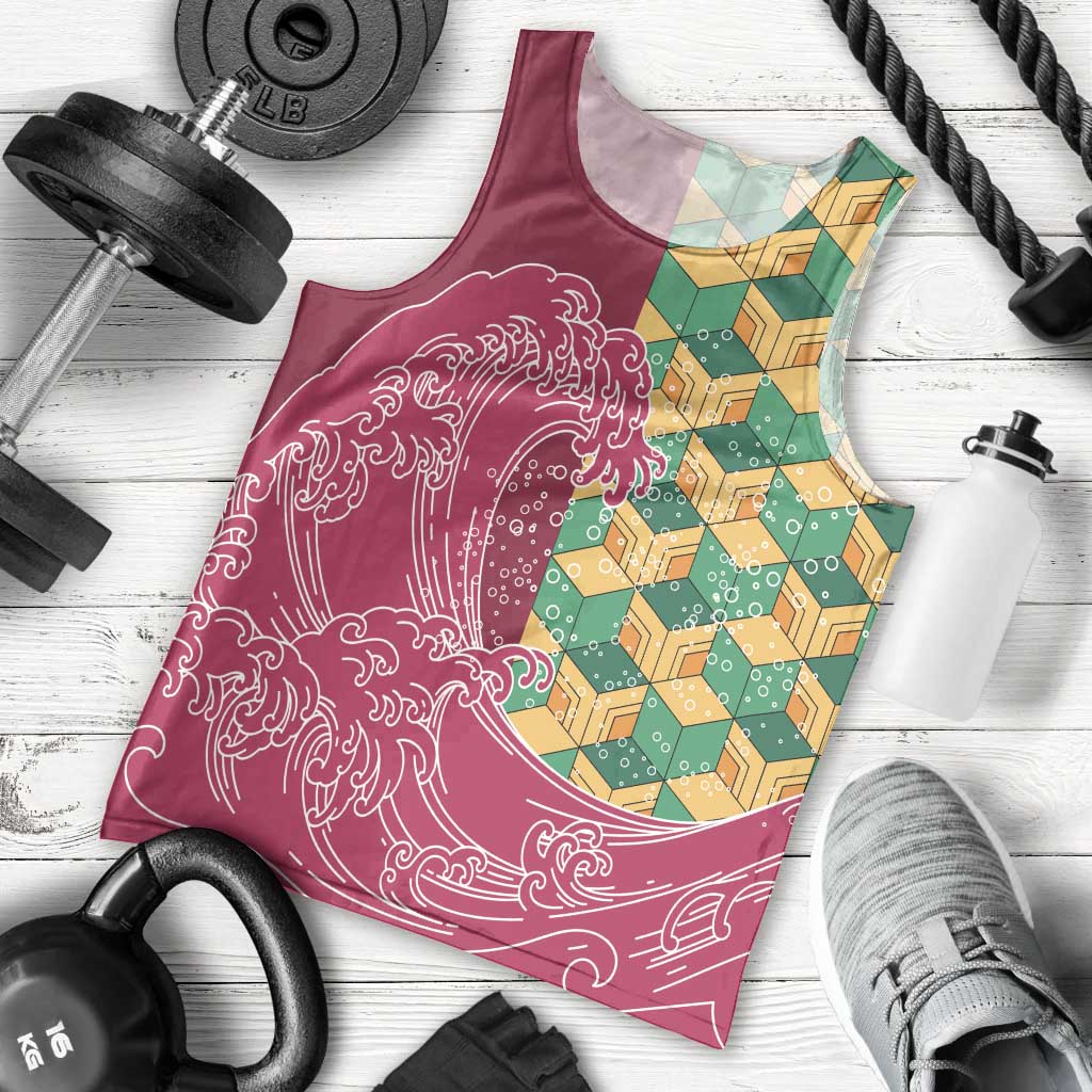 Japanese Bishamon-Kikkou Pattern Men Tank Top Water Pillar Silent River Flow - Wonder Print Shop
