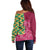 Japanese Bishamon-Kikkou Pattern Off Shoulder Sweater Water Pillar Silent River Flow - Wonder Print Shop
