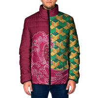 Japanese Bishamon-Kikkou Pattern Padded Jacket Water Pillar Silent River Flow - Wonder Print Shop