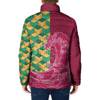 Japanese Bishamon-Kikkou Pattern Padded Jacket Water Pillar Silent River Flow - Wonder Print Shop