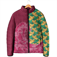 Japanese Bishamon-Kikkou Pattern Padded Jacket Water Pillar Silent River Flow - Wonder Print Shop