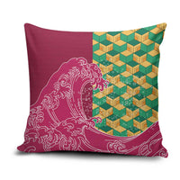 Japanese Bishamon-Kikkou Pattern Pillow Cover Water Pillar Silent River Flow - Wonder Print Shop