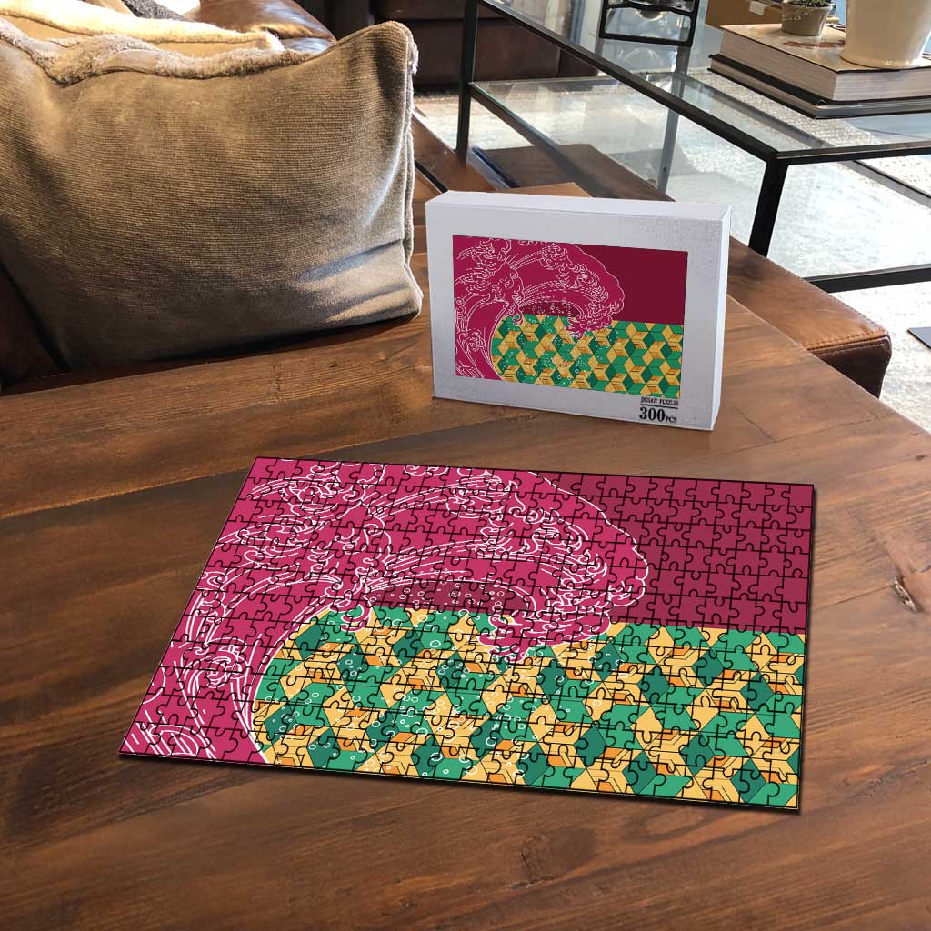 Japanese Bishamon-Kikkou Pattern Puzzle Water Pillar Silent River Flow - Wonder Print Shop