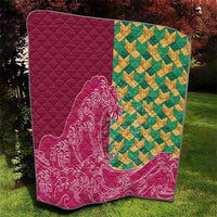 Japanese Bishamon-Kikkou Pattern Quilt Water Pillar Silent River Flow - Wonder Print Shop