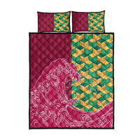 Japanese Bishamon-Kikkou Pattern Quilt Bed Set Water Pillar Silent River Flow - Wonder Print Shop