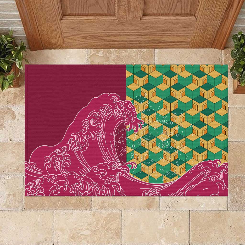 Japanese Bishamon-Kikkou Pattern Rubber Doormat Water Pillar Silent River Flow - Wonder Print Shop