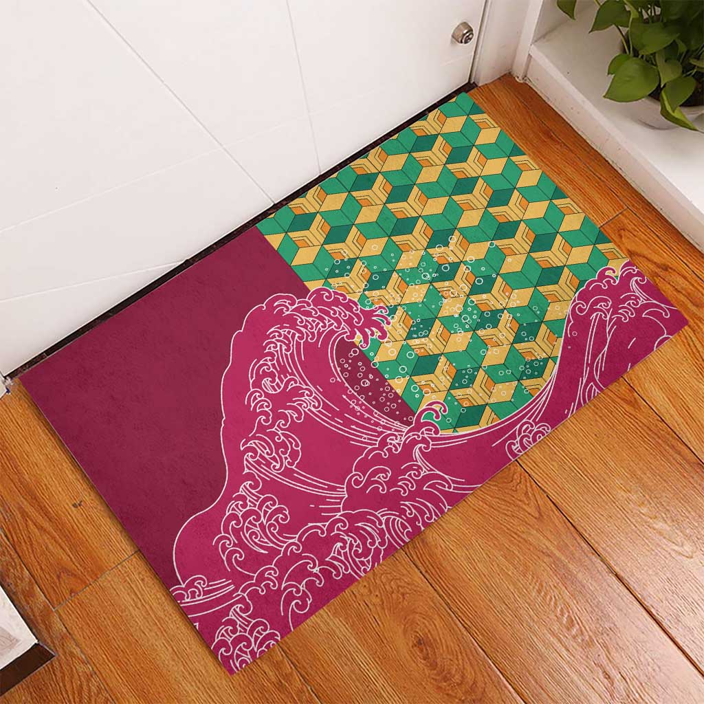 Japanese Bishamon-Kikkou Pattern Rubber Doormat Water Pillar Silent River Flow - Wonder Print Shop