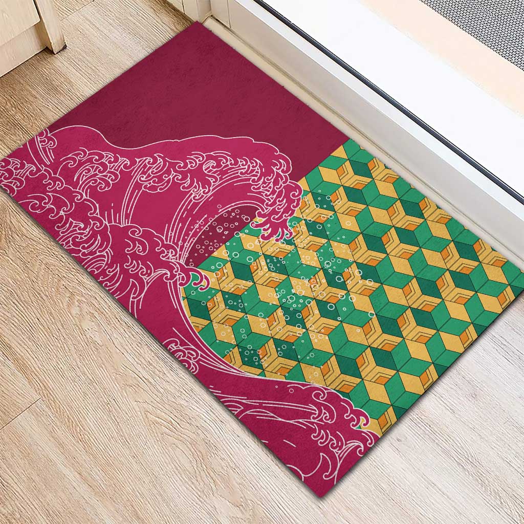 Japanese Bishamon-Kikkou Pattern Rubber Doormat Water Pillar Silent River Flow - Wonder Print Shop