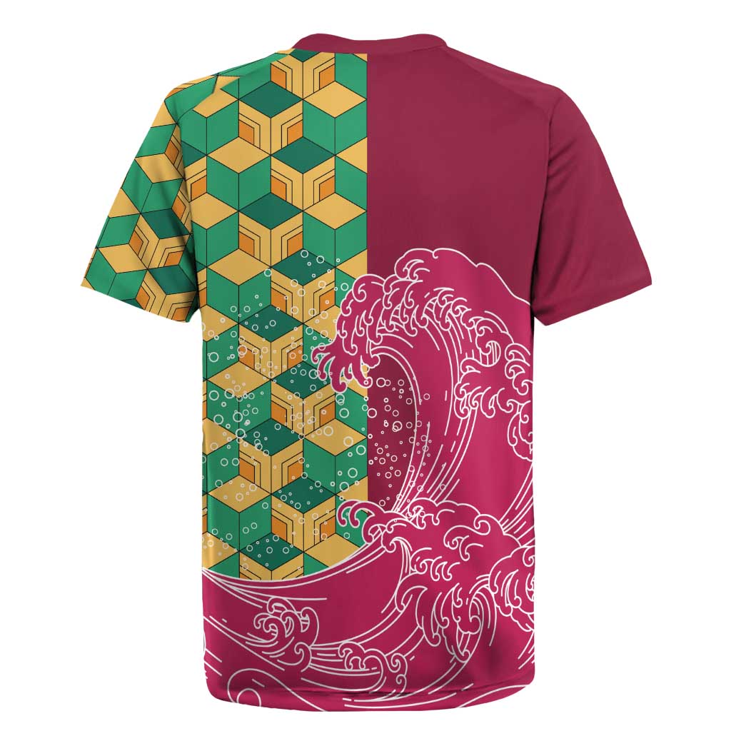 Japanese Bishamon-Kikkou Pattern Rugby Jersey Water Pillar Silent River Flow - Wonder Print Shop