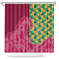 Japanese Bishamon-Kikkou Pattern Shower Curtain Water Pillar Silent River Flow - Wonder Print Shop