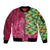 Japanese Bishamon-Kikkou Pattern Sleeve Zip Bomber Jacket Water Pillar Silent River Flow - Wonder Print Shop