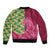 Japanese Bishamon-Kikkou Pattern Sleeve Zip Bomber Jacket Water Pillar Silent River Flow - Wonder Print Shop