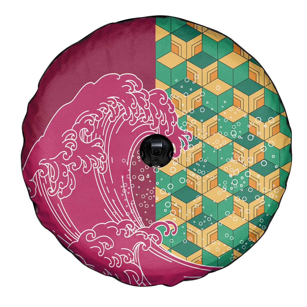 Japanese Bishamon-Kikkou Pattern Spare Tire Cover Water Pillar Silent River Flow - Wonder Print Shop