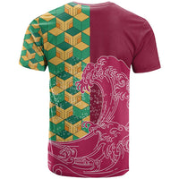 Japanese Bishamon-Kikkou Pattern T Shirt Water Pillar Silent River Flow - Wonder Print Shop